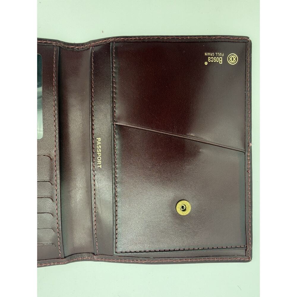 BOSCA Burgundy Calfskin Leather Travel Wallet Passport Baggage Organizer - Picture 10 of 12